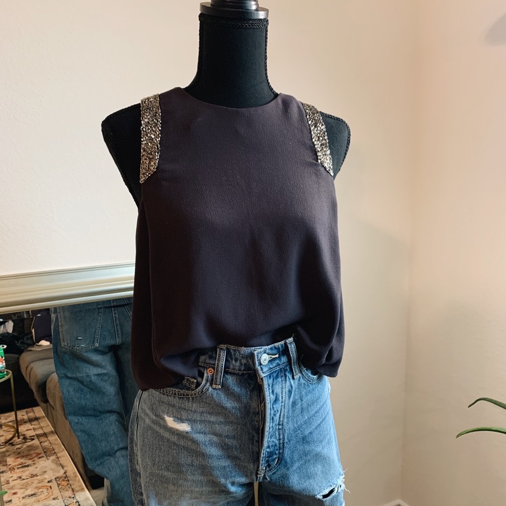 Black Crop Top with Beaded Detail